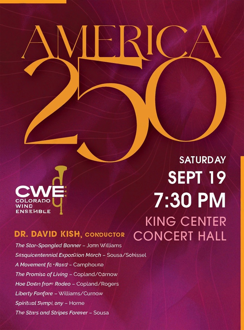 America 250 Saturday, September 19 King Center Concert Hall 7:30 PM