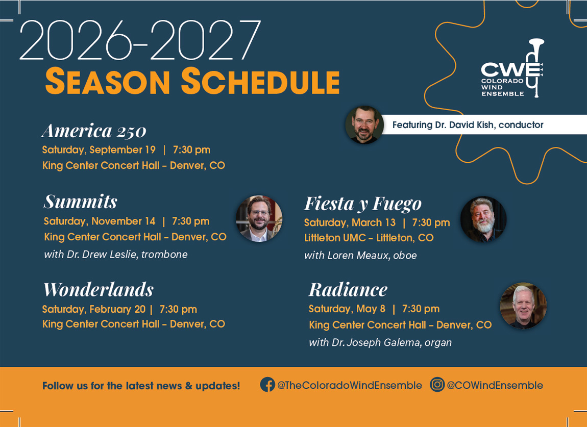Colorado Wind Ensemble 2026 and 2027 concert schedule